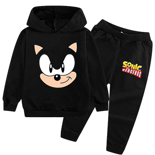 

Kids Boys Hoodie & Pants Clothing Set 2 Pieces Long Sleeve Black Blue Gray Cartoon Vacation Casual Fashion 3-13 Years