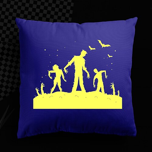

Halloween UV Reactive Cushion Cover 1PC Soft Decorative Zombie Square Throw Pillow Cover Cushion Case Pillowcase for Bedroom Livingroom Superior Quality Machine Washable Indoor Cushion for Sofa Couch Bed Chair