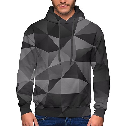 

Men's Unisex Hoodie Pullover Hoodie Sweatshirt Dark Gray Hooded Geometric Graphic Prints Pocket Print Sports & Outdoor Daily Sports 3D Print Basic Streetwear Casual Spring & Fall Clothing Apparel