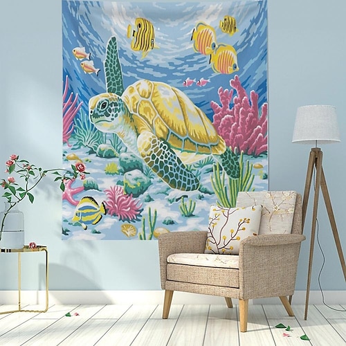 

Ocean Sea Turtle Tapestry, Recreational Turtle Marine Wall Hanging, Watercolor Sea Life Wall Art Decor for Bedroom Living Room Dorm Home Decor