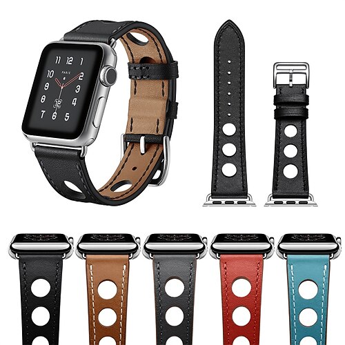 

1PC Smart Watch Band Compatible with Apple iWatch Series 8 7 6 5 4 3 2 1 SE Leather Loop for iWatch Smartwatch Strap Wristband Genuine Leather Adjustable Breathable Quick Release