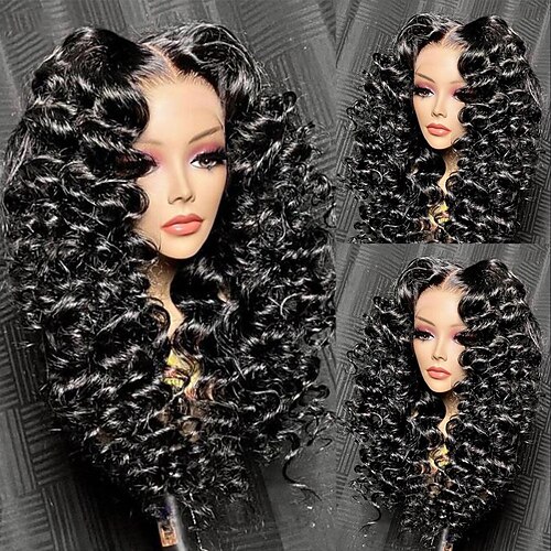 

Human Hair 13x4 Lace Front Wig Free Part Brazilian Hair Body Wave Black Wig 150% Density with Baby Hair Glueless Pre-Plucked For wigs for black women Long Human Hair Lace Wig