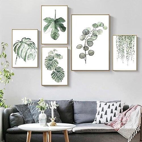 

nordic living room decorative painting modern minimalist plant green leaf hanging painting pastoral small fresh wall painting home bedroom mural