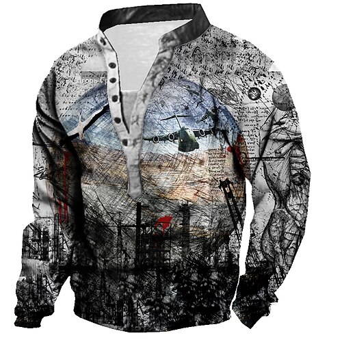 

Men's Unisex Sweatshirt Pullover Graphic Prints Landscape Print Casual Daily Sports 3D Print Streetwear Designer Hoodies Sweatshirts Long Sleeve Gray