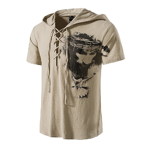 

Men's Unisex T shirt Tee Graphic Prints Human Hooded Brown 3D Print Outdoor Street Short Sleeve Lace up Print Clothing Apparel Sports Designer Casual Big and Tall / Summer / Summer