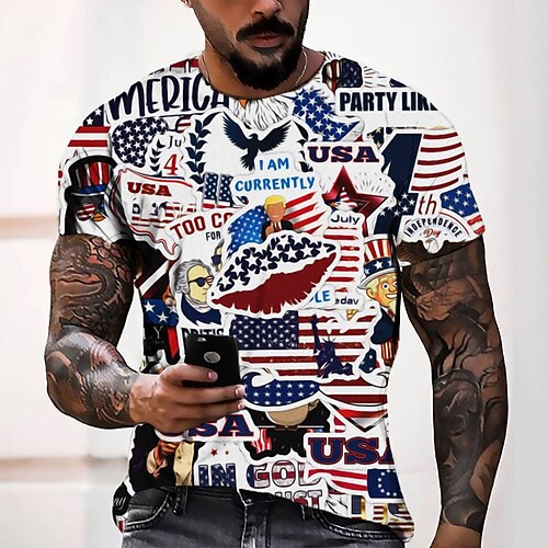 

Men's T shirt Tee Tee Graphic Round Neck Rainbow Short Sleeve 3D Print Casual Daily 3D Print Tops Fashion Cool Designer Comfortable / Summer / Summer