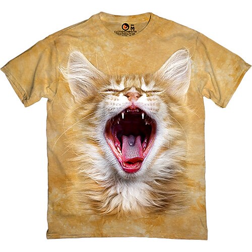 

Men's Unisex T shirt Tee Animal Cat Graphic Prints Crew Neck Purple Khaki 3D Print Outdoor Street Short Sleeve Print Clothing Apparel Sports Designer Casual Big and Tall / Summer / Summer