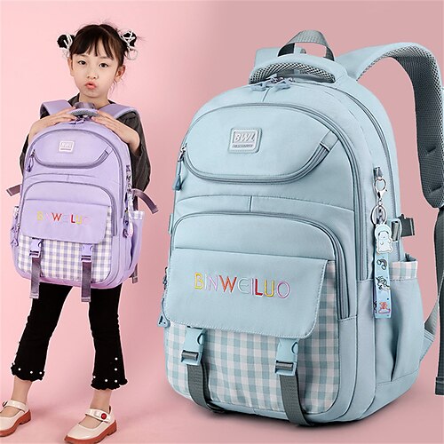 

School Backpack Bookbag Lattice for Student Boys Girls Multi-function Water Resistant Wear-Resistant Nylon School Bag Back Pack Satchel 23 inch