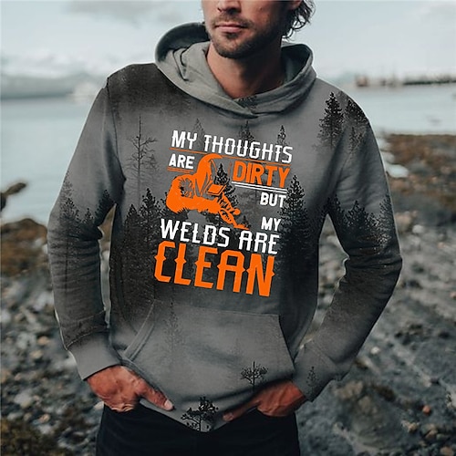 

Men's Unisex Pullover Hoodie Sweatshirt Graphic Prints Tree Letter Print Daily Sports 3D Print Designer Casual Hoodies Sweatshirts Gray