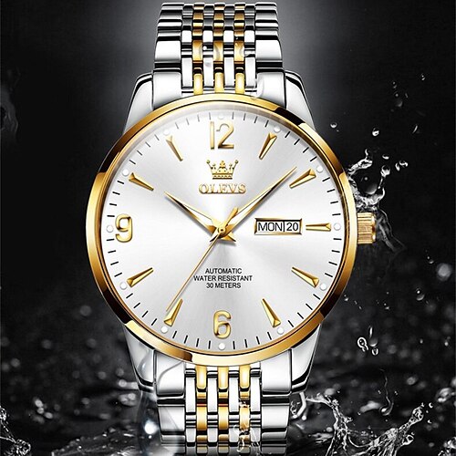 

OLEVS 2022 New Men's Mechanical Watch Waterproof Luminous Stainless Steel Digital Dial Business Automatic Watch for Men Gift