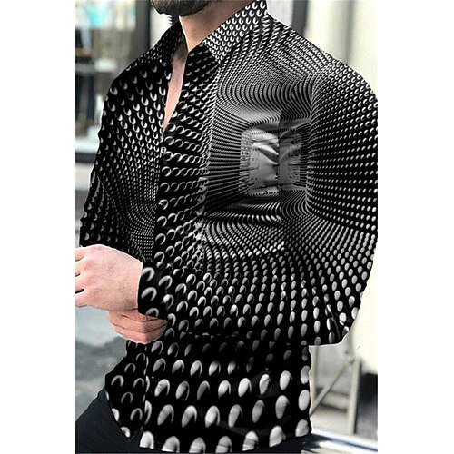 

Homens Camisa Social Camisa Gráfica 3D impressão Aberto para a Lateral Preto Impressão 3D Ao ar livre Rua Manga Longa Botão para baixo Imprimir Roupa Moda Designer Casual Respirável