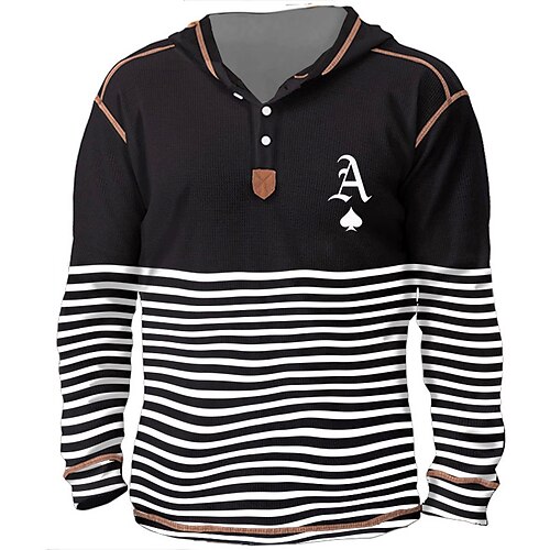 

Men's Unisex Pullover Hoodie Sweatshirt Button Up Hoodie Striped Color Block Graphic Prints Print Sports Outdoor Daily Sports 3D Print Designer Casual Hoodies Sweatshirts Black