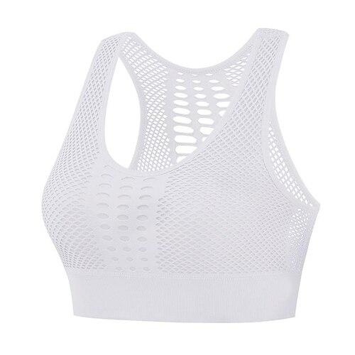 

large size mesh hollow beauty back sports underwear women's shockproof vest gathered fitness running yoga sports bra thin