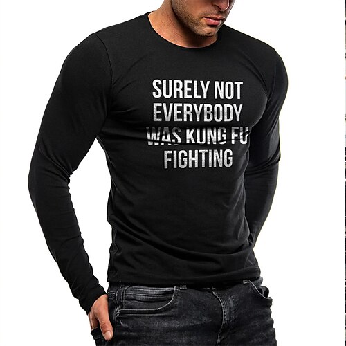 

Men's T shirt Tee Hot Stamping Graphic Letter Crew Neck Street Daily Print Long Sleeve Tops Designer Casual Fashion Comfortable Black