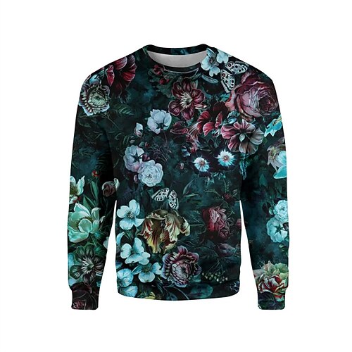 

Men's Unisex Sweatshirt Pullover Graphic Prints Flower Print Daily Sports Holiday 3D Print Casual Streetwear Hoodies Sweatshirts Blue
