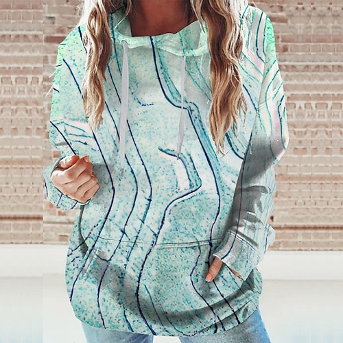 

Women's Hoodie SweatshirtBlue Graphic Sports Long Sleeve 3XL
