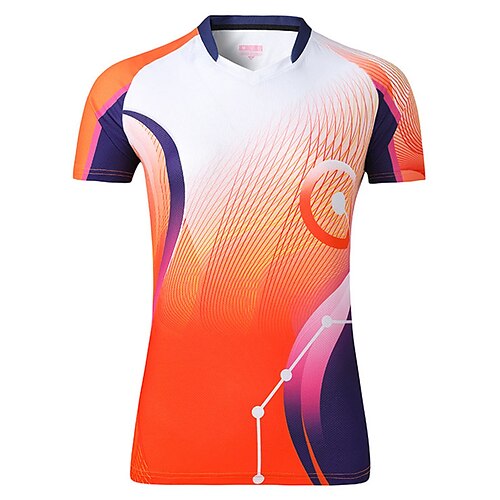 

Women's Tennis Shirt Athletic Shirt Breathable Quick Dry Moisture Wicking Short Sleeve T Shirt Regular Fit V Neck Printed Summer Gym Workout Tennis Badminton / Micro-elastic / Lightweight