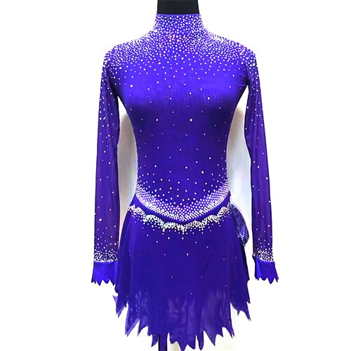 

Figure Skating Dress Women's Girls' Ice Skating Dress Royal Blue High Elasticity Training Competition Skating Wear Crystal / Rhinestone Long Sleeve Ice Skating Figure Skating / Winter