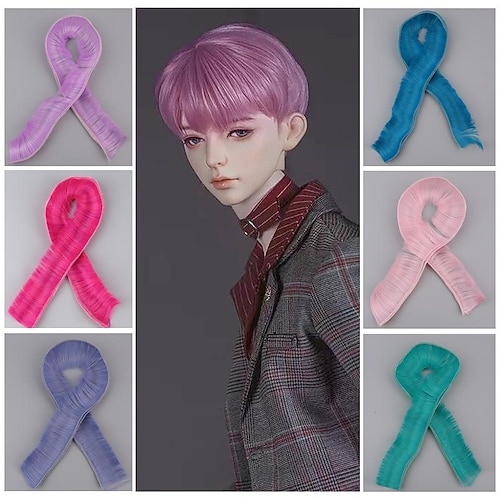 

spot wig bjd sd hair row 5cm volume bangs diy modified with super cute color short hair Straight Doll Hair Wefts Synthetic Hair Extensions for Toys