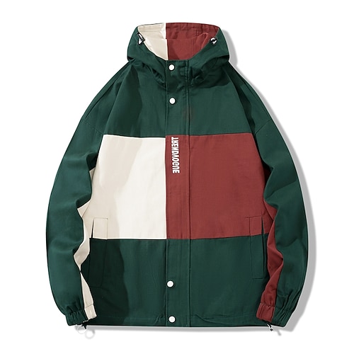 

Men's Track Jacket Windbreaker Windproof Breathable Lightweight Top Full Zip Hooded Fashion Spring Autumn Tennis Running Training / Cotton / Micro-elastic / Athleisure