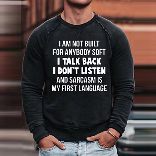 

Men's Sweatshirt Pullover Graphic Slogan Print Daily Holiday Going out Hot Stamping Streetwear Casual Hoodies Sweatshirts Long Sleeve White Black