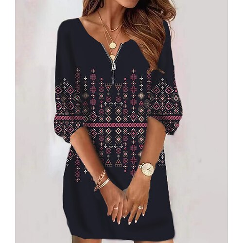 

Women's Casual Dress Shift Dress Black Long Sleeve Zipper Winter Fall Crew Neck Winter Dress Fall Dress 2022 S M L XL 2XL 3XL 4XL 5XL 6XL