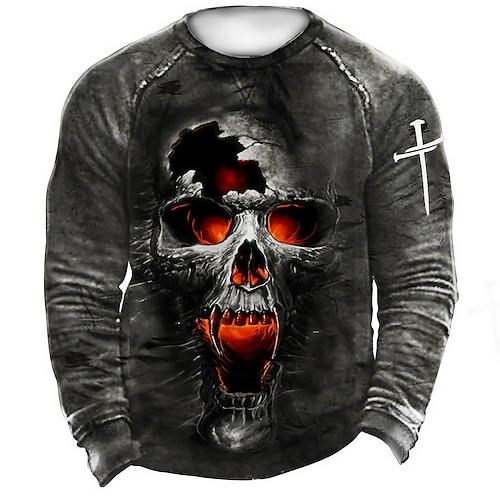 

Men's Unisex Sweatshirt Pullover Black Crew Neck Skull Graphic Prints Patchwork Print Daily Sports Holiday 3D Print Streetwear Designer Casual Spring Fall Clothing Apparel Hoodies Sweatshirts