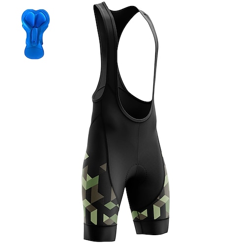 

21Grams Men's Cycling Bib Shorts Bike Bottoms Mountain Bike MTB Road Bike Cycling Sports Geometic 3D Pad Cycling Breathable Quick Dry Green Polyester Spandex Clothing Apparel Bike Wear / Stretchy