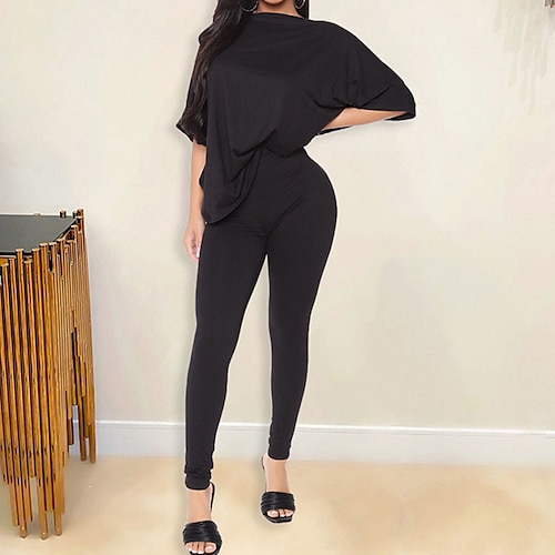 

Women's Loungewear Sets 2 Pieces Pure Color Comfort Home Daily Bed Polyester Breathable Gift Crew Neck Half Sleeve Pant Elastic Waist Spring Summer Khaki Gray