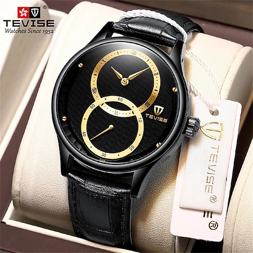 

Tevise Mechanical Watch for Men Analog Automatic self-winding Stylish Stylish Formal Style Waterproof Large Dial Stainless Steel Leather Fashion