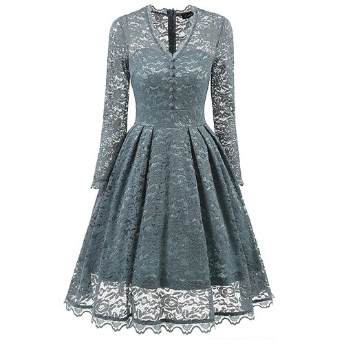 

Audrey Hepburn 1950s Cocktail Dress Vintage Dress Dress Women's Lace Costume Vintage Cosplay Party / Evening Long Sleeve Dress Masquerade