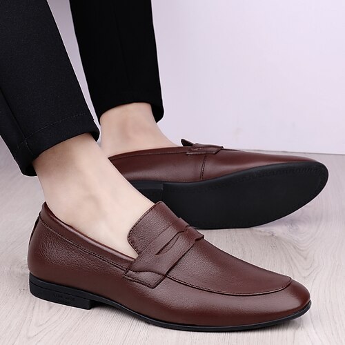

Men's Loafers Slip-Ons Casual Classic Daily Office Career PU Dark Brown Black Brown Spring Summer