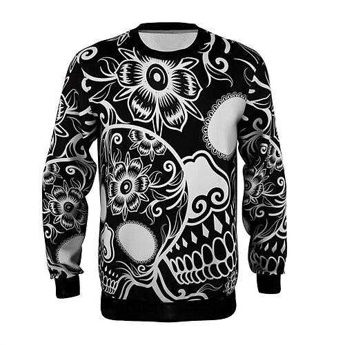 

Men's Unisex Sweatshirt Pullover Graphic Prints Flower Print Daily Sports Holiday 3D Print Casual Streetwear Hoodies Sweatshirts Black