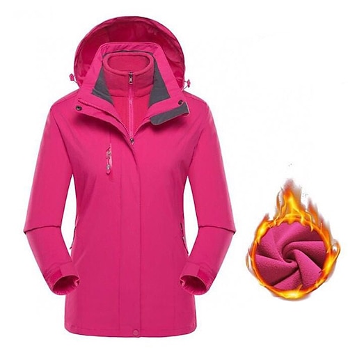 

Women's Hoodie Jacket Hiking Jacket Hiking 3-in-1 Jackets Winter Outdoor Solid Color Thermal Warm Waterproof Windproof Multi-Pockets Outerwear 3-in-1 Jacket Winter Jacket Single Slider Hunting Ski