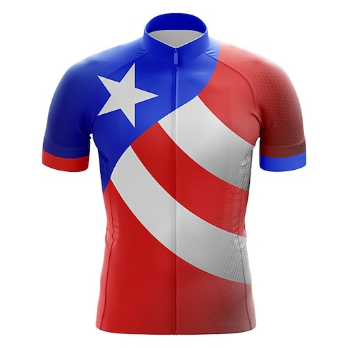 

21Grams Men's Cycling Jersey Short Sleeve Bike Top with 3 Rear Pockets Mountain Bike MTB Road Bike Cycling Breathable Quick Dry Moisture Wicking Reflective Strips Red Stars Polyester Spandex Sports