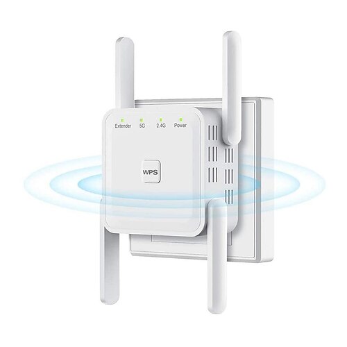 

WiFi Extender Booster Repeater for Home and Outdoor Super Booster 1200Mbps WiFi 2.4 and 5GHz Dual Band WPS WiFi Signal Strong Penetrability 360° Coverage Supports Ethernet Port