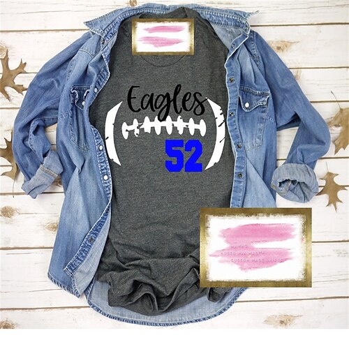 

Women's T shirt Tee Text Baseball Casual Weekend Painting T shirt Tee Short Sleeve Print Round Neck Basic Gray S