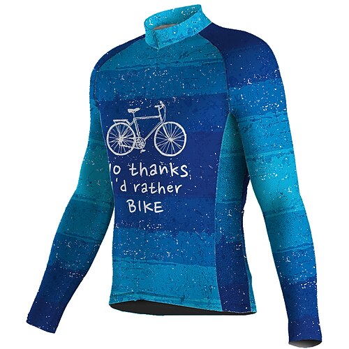 

21Grams Men's Cycling Jersey Long Sleeve Bike Top with 3 Rear Pockets I'd Rather Be Mountain Bike Road Bike Cycling Breathable Quick Dry Moisture Wicking Reflective Strips Graphic Polyester Spandex
