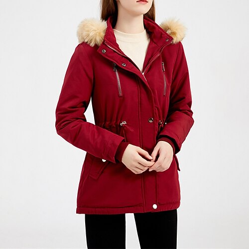 

Women's Sherpa jacket Hoodie Jacket Windproof Warm Outdoor Street Daily Vacation Zipper Button Pocket Fur Collar Zipper Hoodie Simple Casual Street Style Solid Color Regular Fit Outerwear Long Sleeve