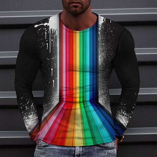

Men's T shirt Tee Tee Graphic Round Neck Black Long Sleeve 3D Print Casual Daily Print Tops Fashion Designer Comfortable Big and Tall