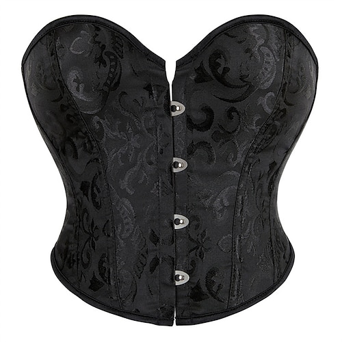 

Corset Women's Corsets Halloween Prom Party & Evening Club Black Cotton Sexy Overbust Corset Buckle Backless Tummy Control Pure Color Spring Summer