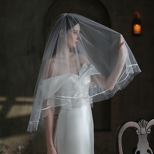 

Two-tier Stylish / Classic & Timeless Wedding Veil Blusher Veils / Elbow Veils / Fingertip Veils with Pure Color Tulle