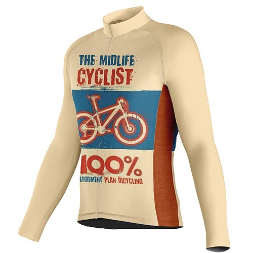 

21Grams Men's Cycling Jersey Long Sleeve Bike Top with 3 Rear Pockets Mountain Bike MTB Road Bike Cycling Breathable Quick Dry Moisture Wicking Reflective Strips Khaki Graphic Polyester Spandex Sports