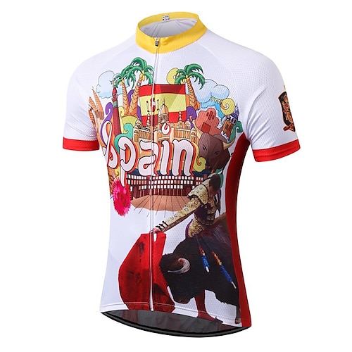 

21Grams Men's Cycling Jersey Short Sleeve Bike Top with 3 Rear Pockets Mountain Bike MTB Road Bike Cycling Breathable Quick Dry Moisture Wicking Reflective Strips White Graphic Polyester Spandex