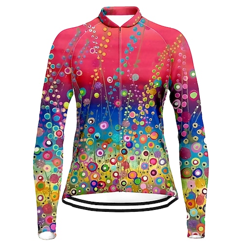 

21Grams Women's Cycling Jersey Long Sleeve Bike Top with 3 Rear Pockets Mountain Bike MTB Road Bike Cycling Breathable Quick Dry Moisture Wicking Red Floral Botanical Spandex Polyester Sports