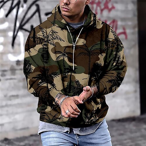 

Men's Unisex Pullover Hoodie Sweatshirt Hooded Graphic Prints Camo / Camouflage Print Daily Sports 3D Print Streetwear Designer Hoodies Sweatshirts Long Sleeve Brown