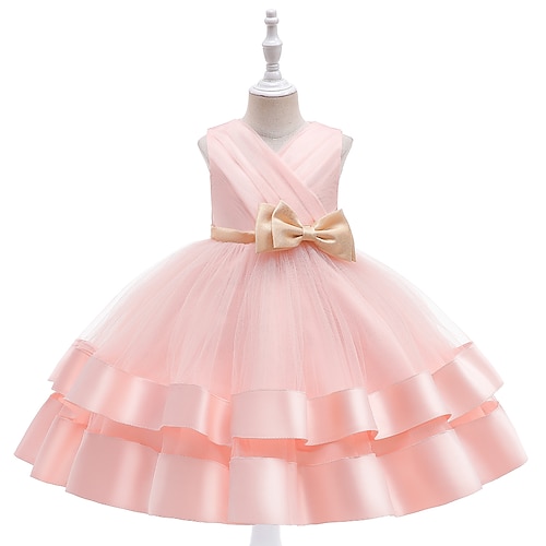 

Bambino Da ragazza Vestito Tinta unita Al ginocchio Vestito Feste Retato Senza maniche stile sveglio Vestito 2-6 anni Rosa Champagne Bianco