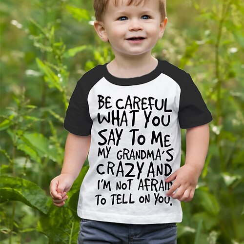 

Kids Boys T shirt Letter Outdoor 3D Print Short Sleeve Crewneck Active 3-12 Years Spring White