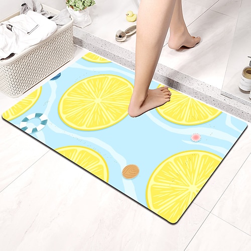 

Fruit Pattern Diatomaceous Earth Bath Mat Super Absorbent Bathroom Rug New Design