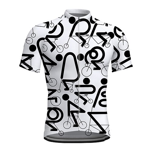

21Grams Men's Cycling Jersey Short Sleeve Bike Top with 3 Rear Pockets Mountain Bike MTB Road Bike Cycling Breathable Quick Dry Moisture Wicking Reflective Strips White Grey Graphic Polyester Spandex